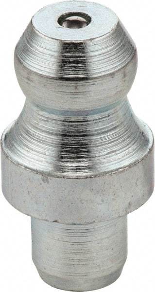 Umeta - Straight Head Angle, M5 Drive-In Steel Drive-In Grease Fitting - 8mm Hex, 15mm Overall Height, 5.5mm Shank Length, Zinc Plated Finish - Exact Industrial Supply