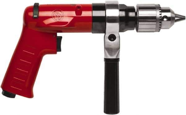 Chicago Pneumatic - 1/2" Reversible Keyed Chuck - Pistol Grip Handle, 900 RPM, 32 LPS, 0.5 hp - Exact Industrial Supply