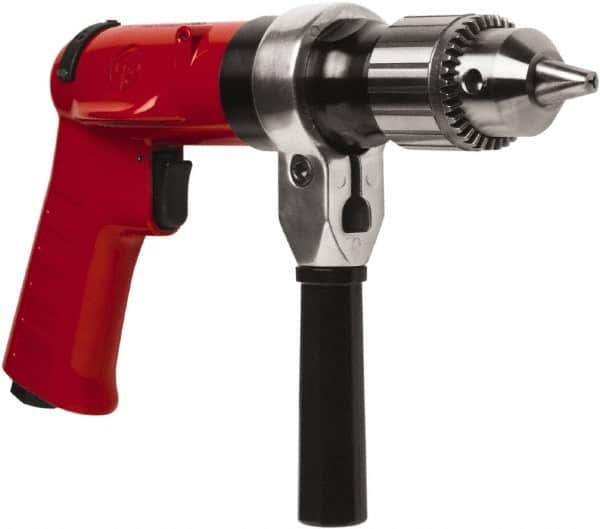 Chicago Pneumatic - 1/2" Reversible Keyed Chuck - Pistol Grip Handle, 500 RPM, 32 LPS, 0.5 hp - Exact Industrial Supply
