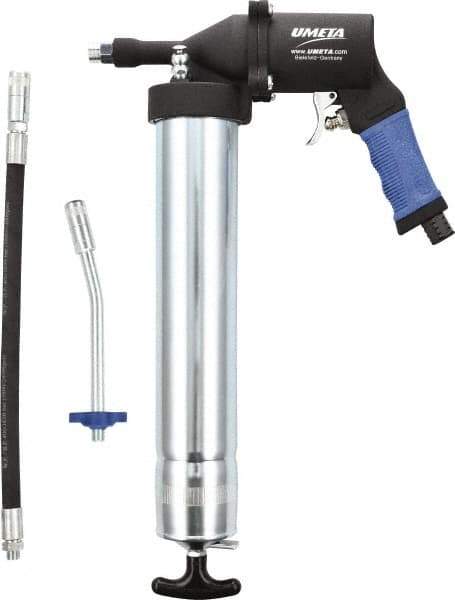 Umeta - Flexible & Rigid Air-Operated Grease Gun - 16 oz Capacity, 1/8 Thread Outlet, Cartridge & Suction Fill - Exact Industrial Supply