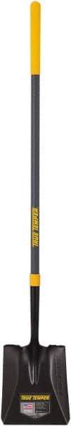 True Temper - 10-3/8" High x 9-3/4" Wide Square Steel Shovel - 47" Long Fiberglass Straight Handle, Turned - Exact Industrial Supply