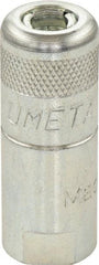 Umeta - 1-1/2" Long, 1/8 Thread, Zinc Plated Steel Grease Gun Coupler - NPT (F) Thread - Exact Industrial Supply