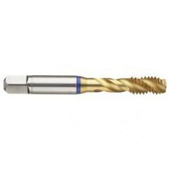 9/16-18 3B 4-Flute Cobalt Blue Ring Semi-Bottoming 40 degree Spiral Flute Tap-TiN - Exact Industrial Supply