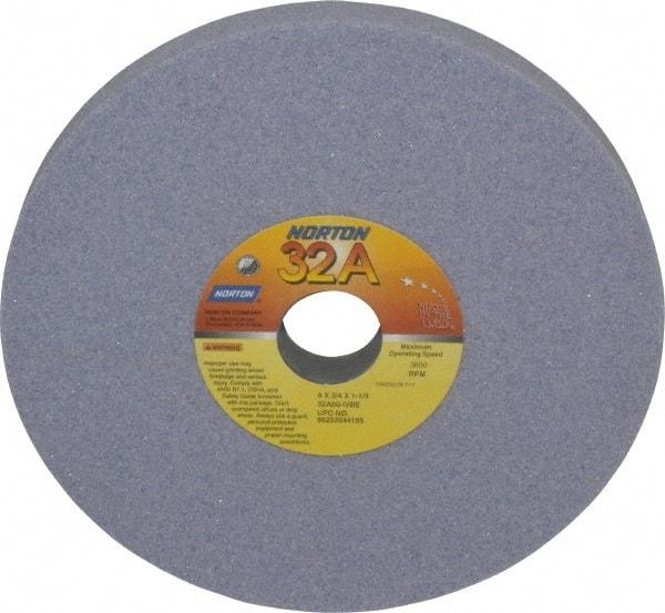Norton - 8" Diam x 1-1/4" Hole x 3/4" Thick, I Hardness, 60 Grit Surface Grinding Wheel - Aluminum Oxide, Type 1, Medium Grade, 3,600 Max RPM, Vitrified Bond, No Recess - Exact Industrial Supply