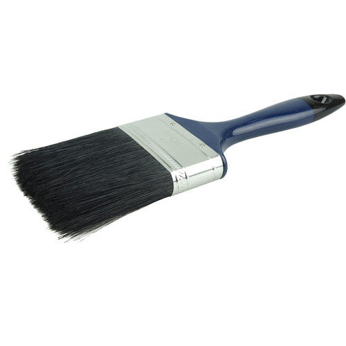 3″ Varnish Brush, Black China Bristle Fill, 3″ Trim Length, Blue Foam Handle - Exact Industrial Supply