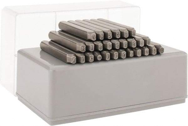 C.H. Hanson - 27 Piece, 3/32" Character Steel Stamp Set - Letters, Reverse - Exact Industrial Supply
