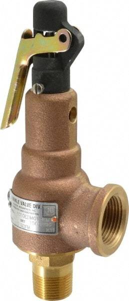 Midwest Control - 3/4" Inlet, 1" Outlet, ASME Safety Relief Valve - 150 Max psi, Bronze, 625 Cubic' per Min - Exact Industrial Supply