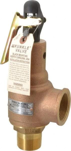 Midwest Control - 1-1/4" Inlet, 1-1/2" Outlet, ASME Safety Relief Valve - 150 Max psi, Bronze, 1,602 Cubic' per Min - Exact Industrial Supply