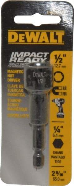 DeWALT - 1/2" Magnetic Nutsetter - 1/4" Hex Drive, 2-9/16" OAL - Exact Industrial Supply