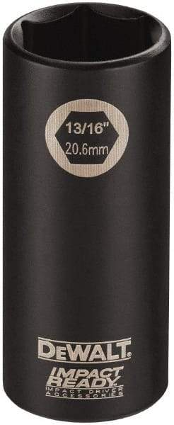 DeWALT - 1/2" Drive 1-1/16" Deep Thin Wall Impact Socket - 6 Points, 2-1/2" OAL - Exact Industrial Supply