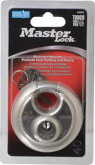 Master Lock - 3/4" Shackle Clearance, Keyed Different Shielded Shackle Disk Lock Padlock - 3/8" Shackle Diam, Stainless Steel - Exact Industrial Supply