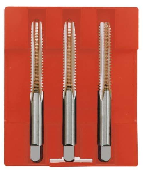 Cleveland - M16x2.00, 4 Flute, Bottoming, Plug & Taper, Bright Finish, High Speed Steel Tap Set - Right Hand Cut, 1.81" Thread Length, Series 1004 - Exact Industrial Supply