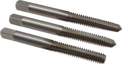 Cleveland - 1/4-20 UNC, 4 Flute, Bottoming, Plug & Taper, Bright Finish, High Speed Steel Tap Set - Right Hand Cut, 63.5mm OAL, 0.63" Thread Length - Exact Industrial Supply