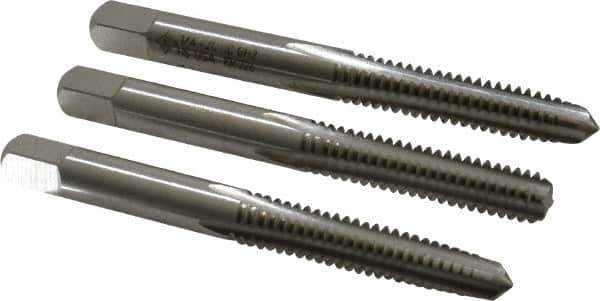 Cleveland - 1/4-20 UNC, 4 Flute, Bottoming, Plug & Taper, Bright Finish, High Speed Steel Tap Set - Right Hand Cut, 63.5mm OAL, 0.63" Thread Length - Exact Industrial Supply