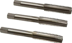 Cleveland - 7/16-14 UNC, 4 Flute, Bottoming, Plug & Taper, Bright Finish, High Speed Steel Tap Set - Right Hand Cut, 3-5/32" OAL, 0.88" Thread Length - Exact Industrial Supply