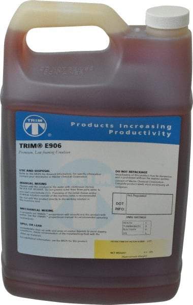 Master Fluid Solutions - Trim E906, 1 Gal Bottle Cutting & Grinding Fluid - Water Soluble, For Gear Hobbing, Heavy-Duty Broaching, Machining, Surface/Pocket/Thread Milling - Exact Industrial Supply