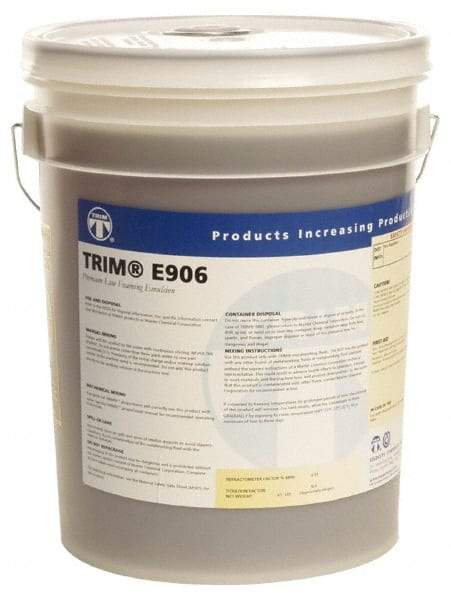Master Fluid Solutions - Trim E906, 5 Gal Pail Cutting & Grinding Fluid - Water Soluble, For Gear Hobbing, Heavy-Duty Broaching, Machining, Surface/Pocket/Thread Milling - Exact Industrial Supply