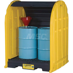 Justrite - Drum Storage Units & Lockers; Number of Drums: 2 ; Sump Capacity (Gal.): 67.00 ; Height (Inch): 75 ; Height (Feet): 6.250 ; Length (Inch): 58-1/2 ; Length (Feet): 4.750 - Exact Industrial Supply