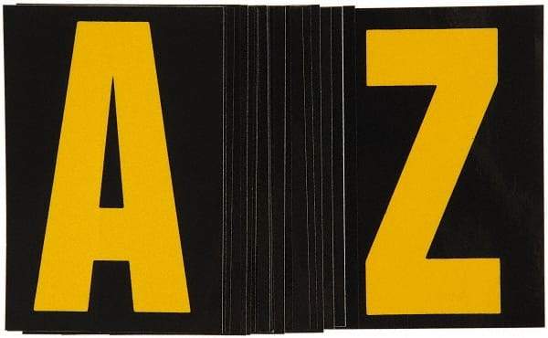 Made in USA - Letter Label - Legend: A-Z, English, Yellow & Black - Exact Industrial Supply