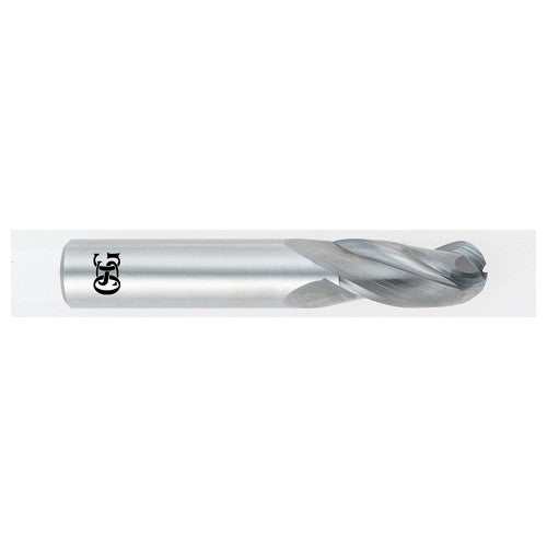 3/16″ Dia. × 3/16″ Shank × 5/8″ DOC × 2″ OAL, Carbide Bright, 3 Flute, Round, Ballnose End Mill - Exact Industrial Supply