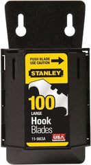 Stanley - 100 Piece High Carbon Steel Hook Blade - 48mm OAL, 1-7/8" Blade Length, 0.024" Blade Thickness - Exact Industrial Supply