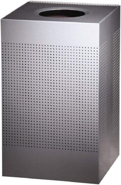 Rubbermaid - 20 Gal Silver Square Decorative Waste Receptacle With Top - Steel, 30" High x 476.25mm Long x 476.25mm Wide - Exact Industrial Supply