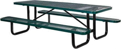 Vestil - 96" Long x 61-5/8" Wide x 30.38" High Stationary Activity/Utility Table without Back Rests - Green, Steel - Exact Industrial Supply