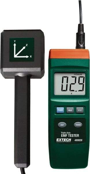 Extech - 30 to 300 Hz, LCD Display, EMF and ELF Meter - 9V Power Supply - Exact Industrial Supply