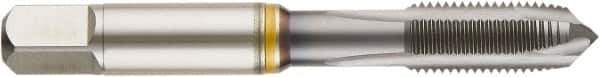 Guhring - 7/16-20 UNF, TiCN Finish, Cobalt Spiral Point Tap - Plug Chamfer, Right Hand Thread, 3.157" OAL, 0.866" Thread Length, 0.323" Shank Diam, 2B/3B Class of Fit, Series 4406 - Exact Industrial Supply