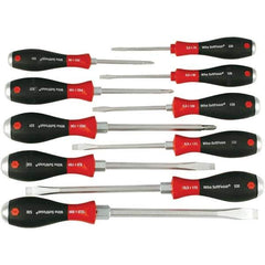 Wiha - 10 Piece Slotted & Phillips Screwdriver Set - Bit Sizes: Philips #1, #2 & #3, Comes in Box - Exact Industrial Supply