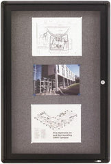Quartet - 24" Wide x 36" High Enclosed Cork Bulletin Board - Gray - Exact Industrial Supply