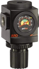 ARO/Ingersoll-Rand - 3/8 NPT Port, 179 CFM, Aluminum Standard Regulator - 0 to 140 psi Range, 250 Max psi Supply Pressure, 1/8" Gauge Port Thread, 3.15" Wide x 5.472" High - Exact Industrial Supply