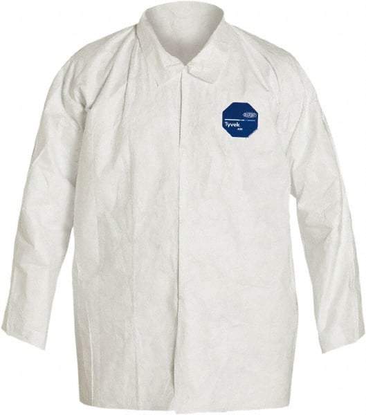 Dupont - Disposable Shirts - SNAP FRNT WHT 3XL 50PK TYVEK 400 LONG SLV SHIRT - Exact Industrial Supply