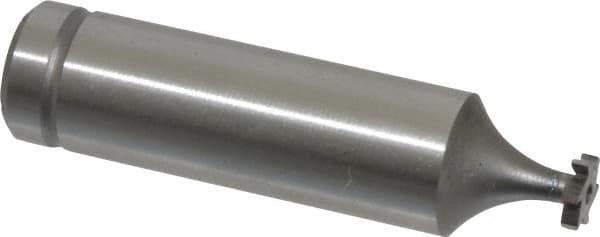 Made in USA - 1/4" Diam x 1/16" Face Width, Cobalt, 6 Teeth, Shank Connection Woodruff Keyseat Cutter - Uncoated, 2-1/16" OAL x 1/2" Shank, Straight Teeth, ANSI 202, Old Standard 201 - Exact Industrial Supply