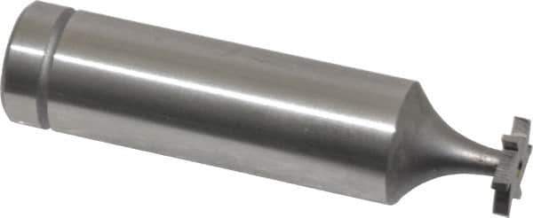 Made in USA - 3/8" Diam x 1/16" Face Width, Cobalt, 6 Teeth, Shank Connection Woodruff Keyseat Cutter - Uncoated, 2-1/16" OAL x 1/2" Shank, Straight Teeth, ANSI 203, Old Standard 211 - Exact Industrial Supply