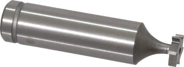 Made in USA - 3/8" Diam x 3/32" Face Width, Cobalt, 6 Teeth, Shank Connection Woodruff Keyseat Cutter - Uncoated, 2-3/32" OAL x 1/2" Shank, Straight Teeth, ANSI 303, Old Standard 212 - Exact Industrial Supply