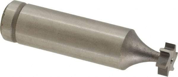 Made in USA - 3/8" Diam x 1/8" Face Width, Cobalt, 6 Teeth, Shank Connection Woodruff Keyseat Cutter - Uncoated, 2-1/8" OAL x 1/2" Shank, Straight Teeth, ANSI 403, Old Standard 213 - Exact Industrial Supply
