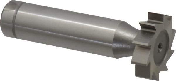 Made in USA - 7/8" Diam x 7/32" Face Width, Cobalt, 10 Teeth, Shank Connection Woodruff Keyseat Cutter - Uncoated, 2-7/32" OAL x 1/2" Shank, Straight Teeth, ANSI 707, Old Standard 12 - Exact Industrial Supply