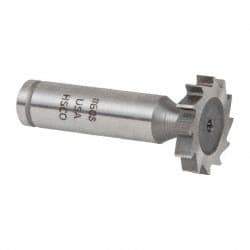 Made in USA - 1" Diam x 3/16" Face Width, Cobalt, 12 Teeth, Shank Connection Woodruff Keyseat Cutter - Uncoated, 2-3/16" OAL x 1/2" Shank, Straight Teeth, ANSI 608, Old Standard 13 - Exact Industrial Supply