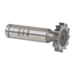 Made in USA - 1" Diam x 3/16" Face Width, Cobalt, 12 Teeth, Shank Connection Woodruff Keyseat Cutter - Uncoated, 2-3/16" OAL x 1/2" Shank, Straight Teeth, ANSI 608, Old Standard 13 - Exact Industrial Supply