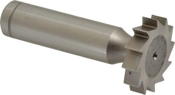 Made in USA - 1" Diam x 7/32" Face Width, Cobalt, 12 Teeth, Shank Connection Woodruff Keyseat Cutter - Uncoated, 2-7/32" OAL x 1/2" Shank, Straight Teeth, ANSI 708, Old Standard 14 - Exact Industrial Supply