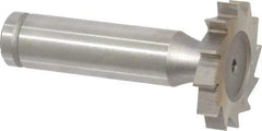 Made in USA - 1-1/8" Diam x 3/16" Face Width, Cobalt, 12 Teeth, Shank Connection Woodruff Keyseat Cutter - Uncoated, 2-3/16" OAL x 1/2" Shank, Straight Teeth, ANSI 609, Old Standard 16 - Exact Industrial Supply
