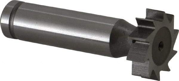 Made in USA - 7/8" Diam x 1/4" Face Width, Cobalt, 10 Teeth, Shank Connection Woodruff Keyseat Cutter - Uncoated, 2-1/4" OAL x 1/2" Shank, Straight Teeth, ANSI 807, Old Standard A - Exact Industrial Supply