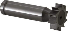 Made in USA - 7/8" Diam x 1/4" Face Width, Cobalt, 10 Teeth, Shank Connection Woodruff Keyseat Cutter - Uncoated, 2-1/4" OAL x 1/2" Shank, Straight Teeth, ANSI 807, Old Standard A - Exact Industrial Supply