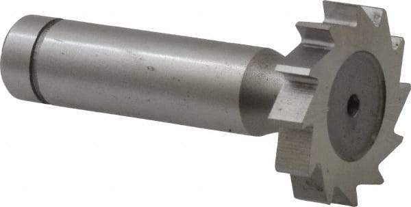 Made in USA - 1-1/8" Diam x 7/32" Face Width, Cobalt, 12 Teeth, Shank Connection Woodruff Keyseat Cutter - Uncoated, 2-7/32" OAL x 1/2" Shank, Straight Teeth, ANSI 709, Old Standard 17 - Exact Industrial Supply