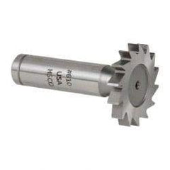 Made in USA - 1-1/4" Diam x 3/16" Face Width, Cobalt, 14 Teeth, Shank Connection Woodruff Keyseat Cutter - Uncoated, 2-3/16" OAL x 1/2" Shank, Straight Teeth, ANSI 610, Old Standard 19 - Exact Industrial Supply