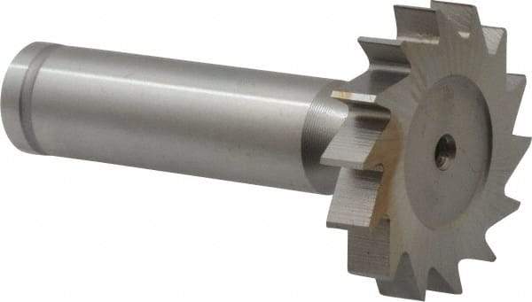 Made in USA - 1-1/4" Diam x 7/32" Face Width, Cobalt, 14 Teeth, Shank Connection Woodruff Keyseat Cutter - Uncoated, 2-7/32" OAL x 1/2" Shank, Straight Teeth, ANSI 710, Old Standard 20 - Exact Industrial Supply