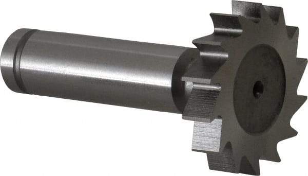 Made in USA - 1-1/4" Diam x 1/4" Face Width, Cobalt, 14 Teeth, Shank Connection Woodruff Keyseat Cutter - Uncoated, 2-1/4" OAL x 1/2" Shank, Straight Teeth, ANSI 810, Old Standard 21 - Exact Industrial Supply