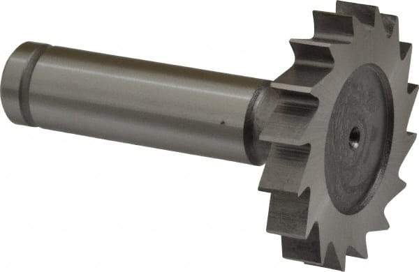 Made in USA - 1-1/2" Diam x 1/4" Face Width, Cobalt, 16 Teeth, Shank Connection Woodruff Keyseat Cutter - Uncoated, 2-1/4" OAL x 1/2" Shank, Straight Teeth, ANSI 812, Old Standard 24 - Exact Industrial Supply