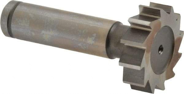 Made in USA - 1-1/8" Diam x 5/16" Face Width, Cobalt, 12 Teeth, Shank Connection Woodruff Keyseat Cutter - Uncoated, 2-5/16" OAL x 1/2" Shank, Straight Teeth, ANSI 1009, Old Standard C - Exact Industrial Supply